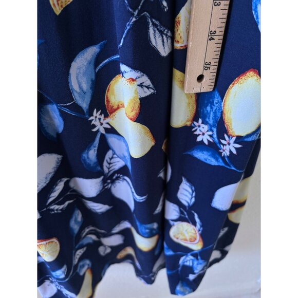 Soma Womens Navy Lemon Print Sleeveless Knit Maxi Dress With Side Pockets  L - Picture 7 of 14